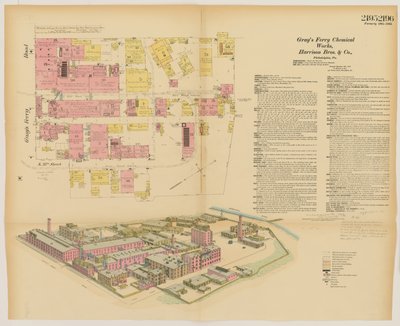 Grays Ferry Chemical Works, Grays Ferry Rd. (lato nord) tra Thirty-fourth St. e Thirty-sixth St., Hexamer General Surveys, 1888 da Ernest Hexamer