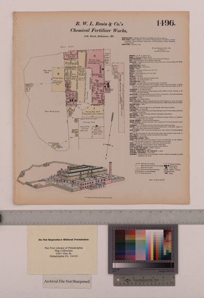 R.W.L. Rasin & Co. Fabbrica di fertilizzanti chimici, Baltimora, Maryland, Hexamer General Surveys, 1880 da Ernest Hexamer