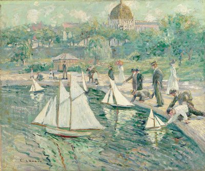 Stagno di modellini di barche a vela, Central Park, New York da Ernest Lawson