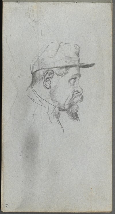 Taccuino, pagina 13: Busto di un uomo di profilo da Jean Louis Ernest Meissonier