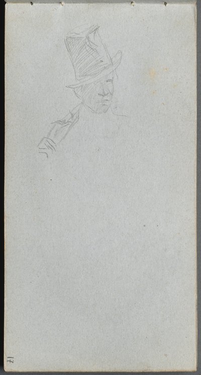 Taccuino, pagina 17: Busto di un Uomo con Cappello a Cilindro da Jean Louis Ernest Meissonier