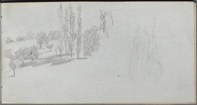 Taccuino di schizzi, pagina 18: Studio di un cavallo e Studio di paesaggio da Ernest Meissonier
