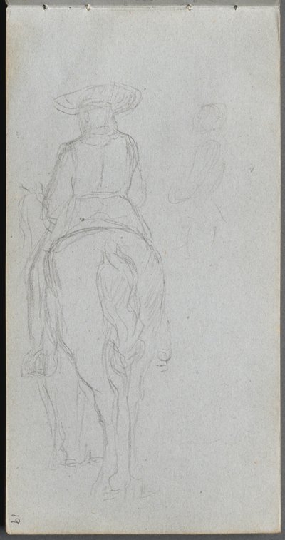 Taccuino, pagina 19: Studio di una figura a cavallo vista da dietro da Jean Louis Ernest Meissonier