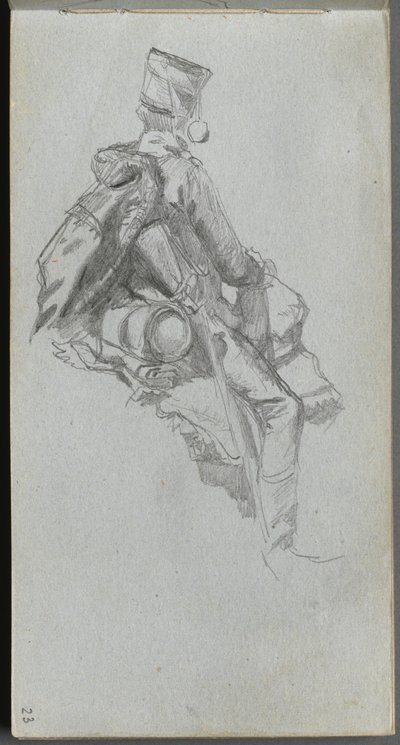 Taccuino degli schizzi, pagina 23: Soldato seduto da Ernest Meissonier
