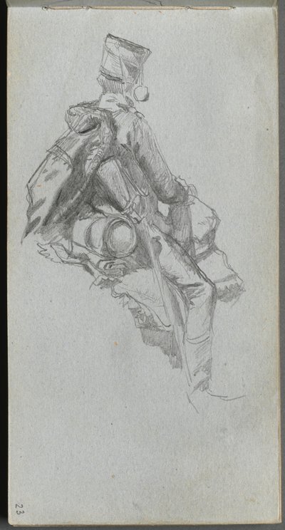 Taccuino, pagina 23: Soldato seduto da Jean Louis Ernest Meissonier