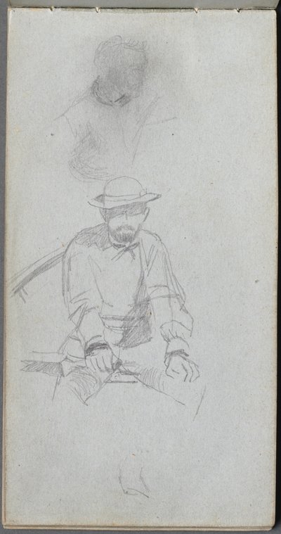 Taccuino, pagina 30: Figura maschile seduta e figura di profilo da Jean Louis Ernest Meissonier