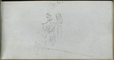 Taccuino, pagina 38: Studio di un soldato e figura con cilindro da Jean Louis Ernest Meissonier