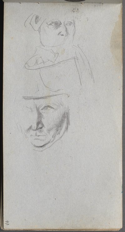 Quaderno di schizzi, pagina 47: Studi di tre volti da Ernest Meissonier