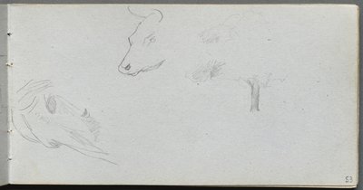 Quaderno degli schizzi, pagina 53: Studio di animali e studio di alberi da Ernest Meissonier