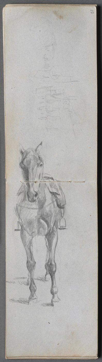Taccuino, pagina 56 e 57: Studio di un cavallo da Jean Louis Ernest Meissonier