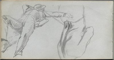 Taccuino, pagina 58: Figura reclinata e figura di spalle da Ernest Meissonier