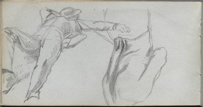Taccuino, pagina 58: Figura reclinata e figura di spalle da Jean Louis Ernest Meissonier