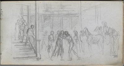 Taccuino, pagina 62: Studio di figura, scala, cavallo da Jean Louis Ernest Meissonier