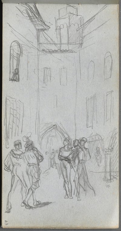 Taccuino, pagina 63: Figure in un cortile da Ernest Meissonier