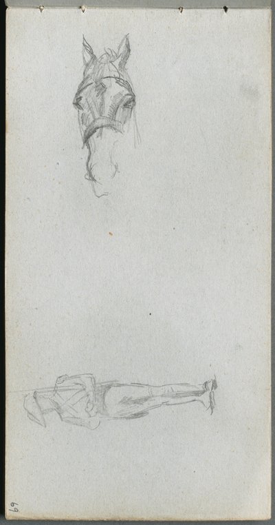 Taccuino, pagina 69: Studio di una mano, un cavallo e una figura da Jean Louis Ernest Meissonier