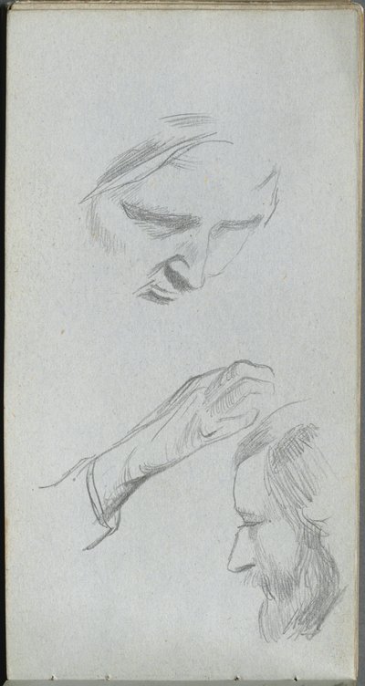 Taccuino, pagina 70: Studio di due volti e una mano da Ernest Meissonier