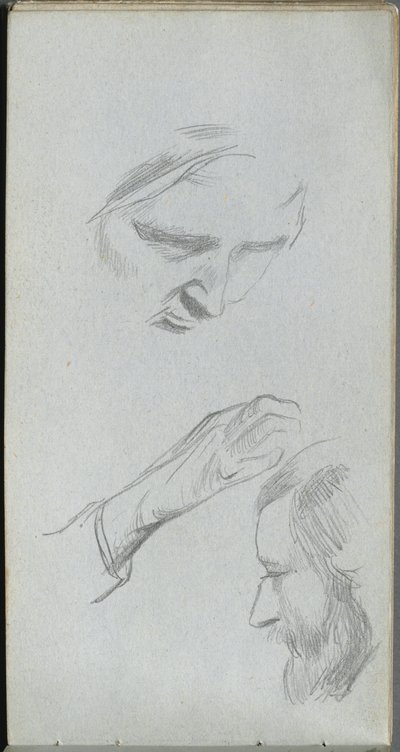 Taccuino, pagina 70: Studio di due volti e una mano da Jean Louis Ernest Meissonier