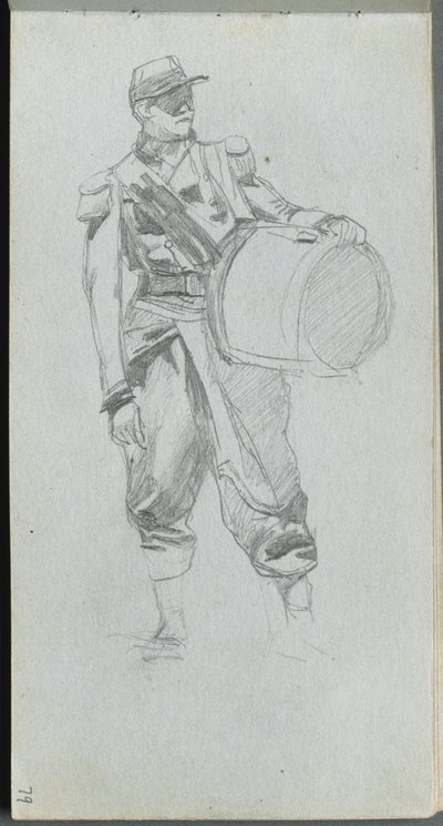 Taccuino, pagina 79: Soldato con tamburo da Jean Louis Ernest Meissonier