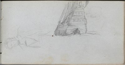 Taccuino, pagina 84: Studio di figura, Studio di una nave da Jean Louis Ernest Meissonier
