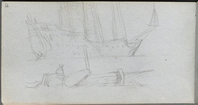 Taccuino, pagina 85: Studio di una nave e boa da Ernest Meissonier