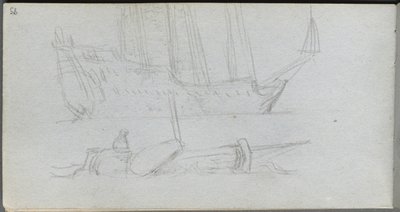 Taccuino, pagina 85: Studio di una nave e di una boa da Jean Louis Ernest Meissonier