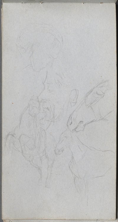 Taccuino, pagina 90: Studio di cavalli, profili da Jean Louis Ernest Meissonier