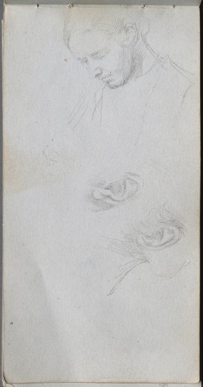 Taccuino, pagina 96: Studio di un volto, orecchie da Jean Louis Ernest Meissonier