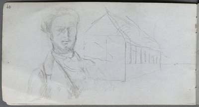 Taccuino, pagina 99: Studio di figura, edificio da Ernest Meissonier