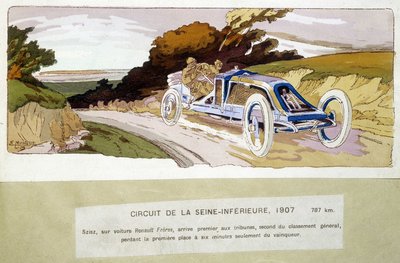 Circuito della Seine-Inférieure, Szisz su auto Renault Frères, arrivato primo ai box, secondo nella classifica generale, perdendo il primo posto solo sei minuti dal vincitore da Ernest Montaut