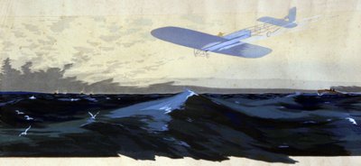 Louis Bleriot: Primo attraversamento aereo del Canale della Manica, c.1920 (illustrazione) da Ernest Montaut