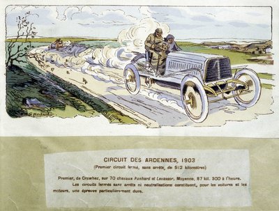 Corsa: il circuito delle Ardenne nel 1903, disegno di Ernest Montaut (1878-1909) da Ernest Montaut