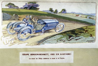 Corsa: la Coppa Gordon Bennett nel 1905 - disegno di Ernest Montaut (1878-1909) da Ernest Montaut