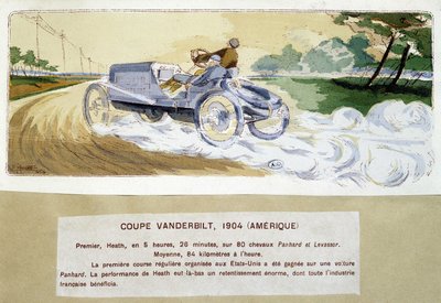 Corsa: la Coppa Vanderbilt nel 1904 - disegno di Ernest Montaut (1878-1909) da Ernest Montaut