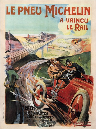 Auto da corsa Panhard e Levassor guidata da Heath - Pneumatici Michelin da Ernest Montaut