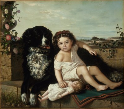 Ritratto di una ragazza con un cane da Ernest Narjot