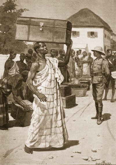 Portatori in partenza dal Castello di Cape Coast per Kumassi, illustrazione da 