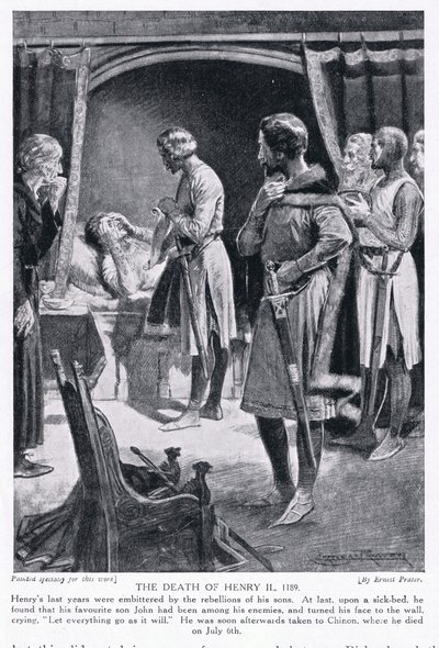La morte di Enrico II AD1189, anni 1920 da Ernest Prater