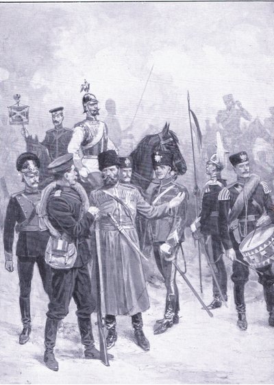 Tipi di soldati russi, illustrazione da Cassells History of the Russo-Japanese War Vol 1, c.1900 da Ernest Prater