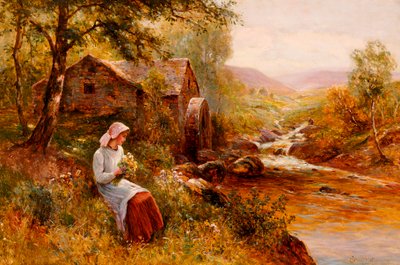 Una giovane ragazza che raccoglie fiori primaverili da Ernest Walbourn
