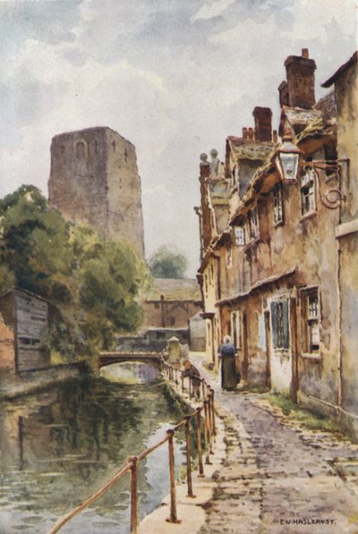 Fisher Row e resti del Castello di Oxford da Ernest William Haslehust