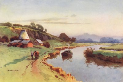 Fiume Tamigi: Vista dal ponte di Sutton (litografia a colori) da Ernest William Haslehust