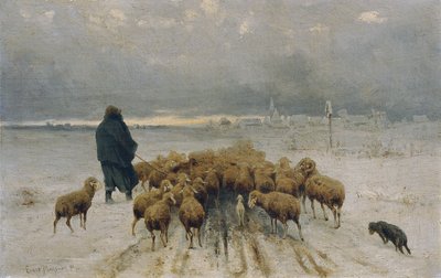 Gregge di pecore che torna a casa da Ernst Adolph Meissner