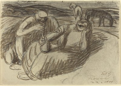 Contadini italiani con fiaschi di vino da Ernst Barlach