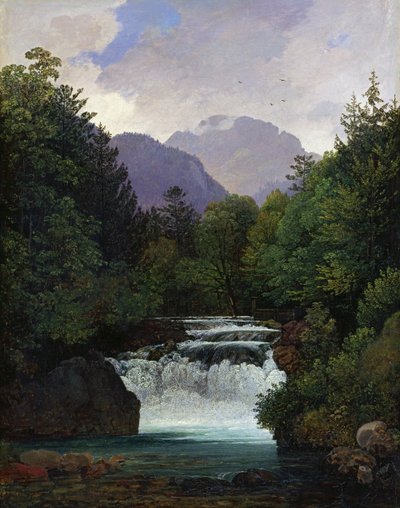 Valle di montagna con cascata da Ernst Kaiser