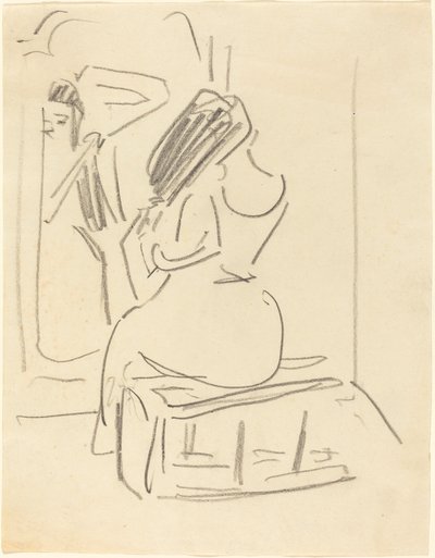 Una donna che si pettina davanti a uno specchio, fine XIX-inizio XX secolo da Ernst Ludwig Kirchner