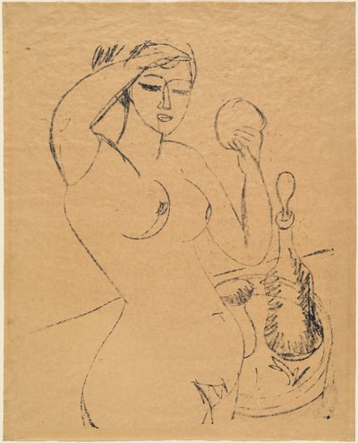 Ragazza nuda alla sua toilette da Ernst Ludwig Kirchner