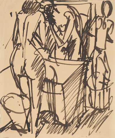Nudo con specchio, davanti a un lavandino da Ernst Ludwig Kirchner