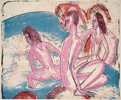 Tre bagnanti vicino alle pietre, 1913 da Ernst Ludwig Kirchner