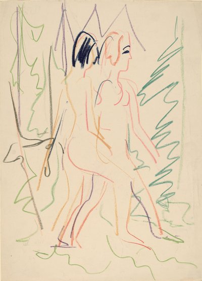 Due Nudi in una Foresta, 1925 da Ernst Ludwig Kirchner