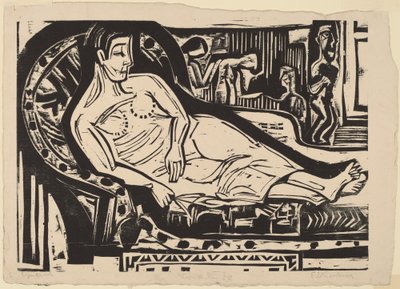 Donna sdraiata su un divano da Ernst Ludwig Kirchner